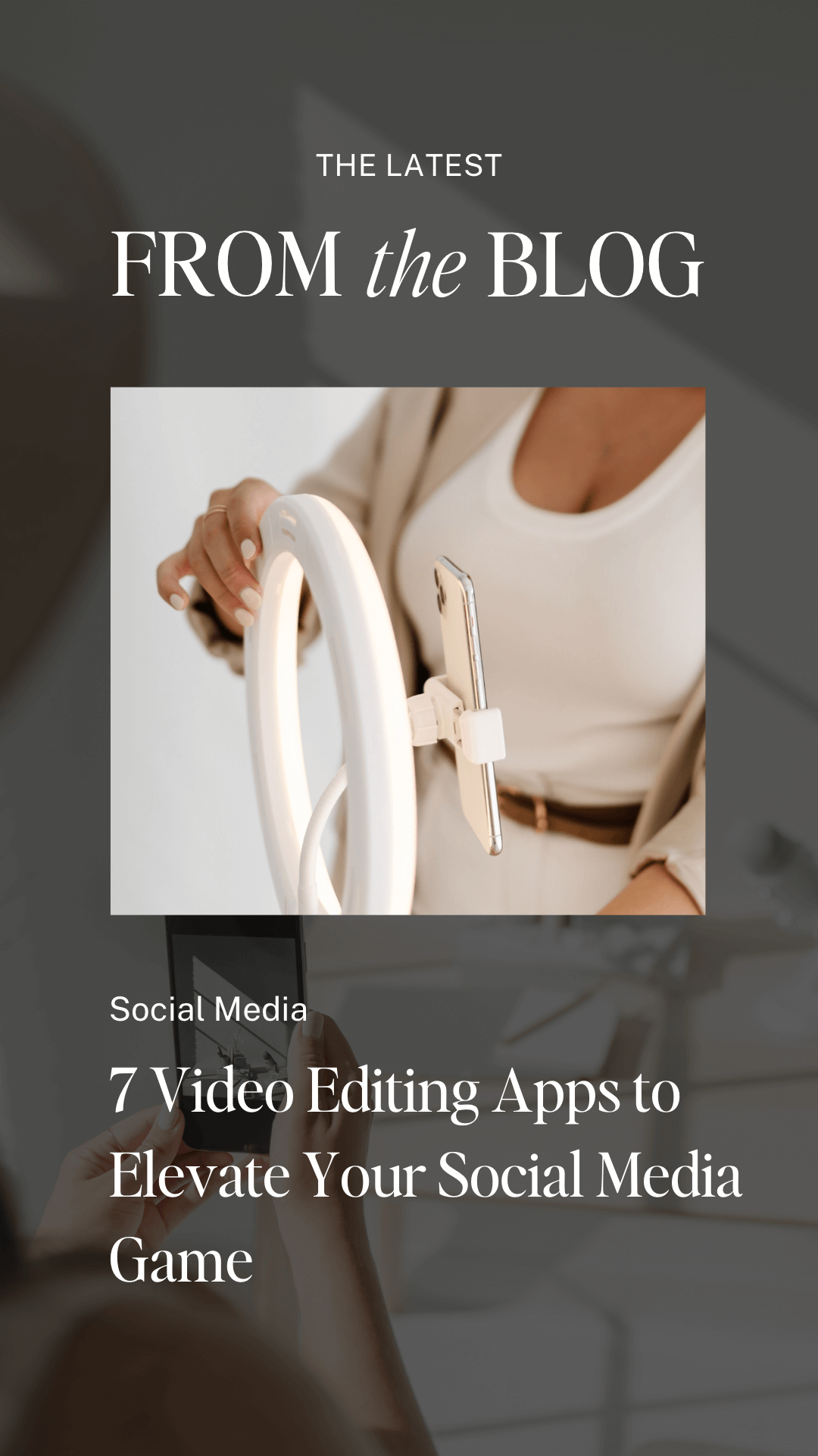 female content creator holdingring light
